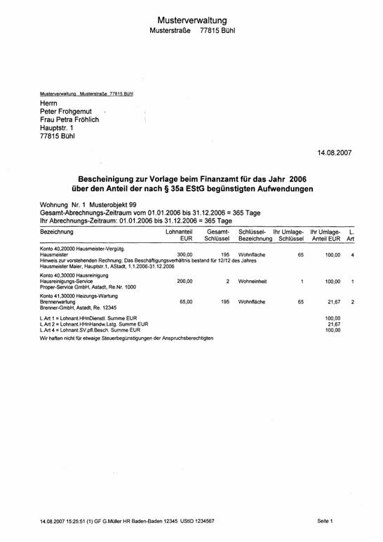 Erfassung Und Ausweis Der Nach § 35a EStG Begünstigten Aufwendungen